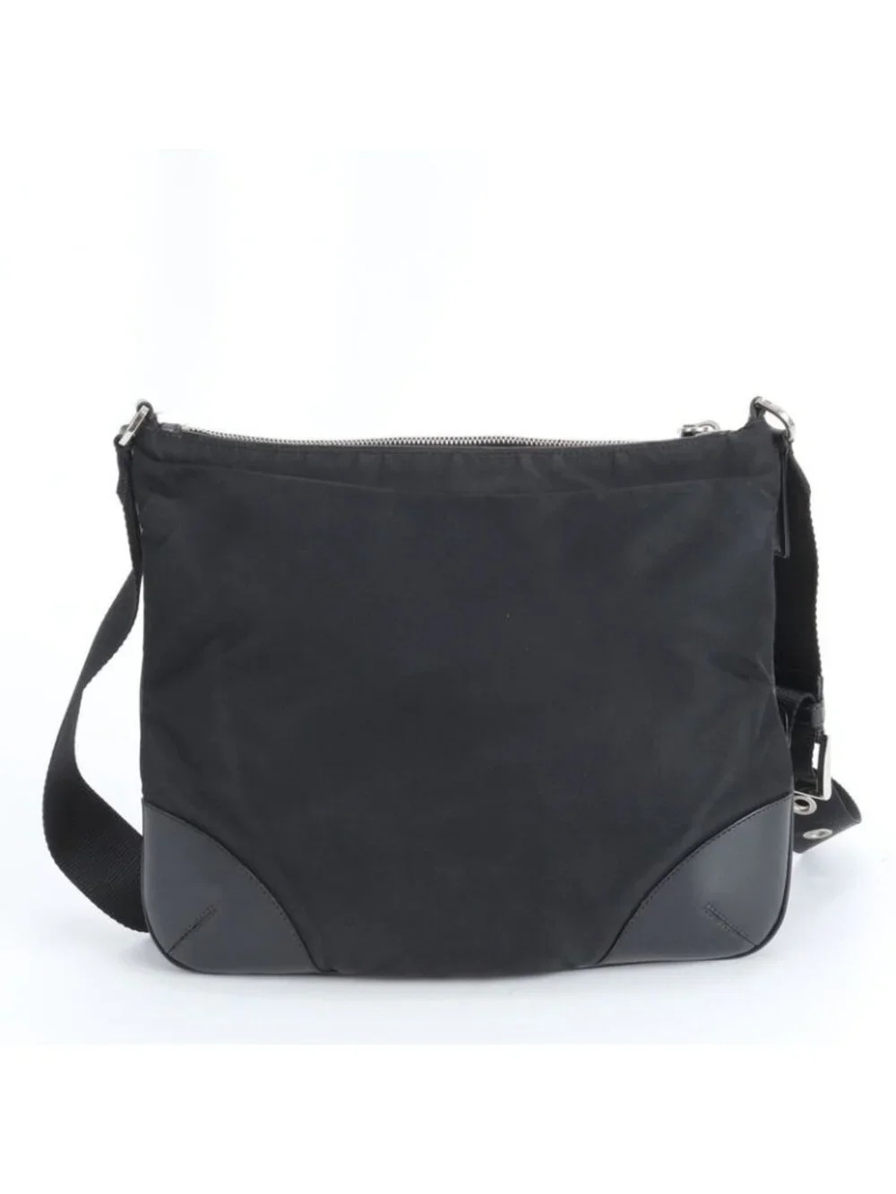 ★SOLD★ Prada Tessuto Nylon Triangle Logo Leather Shoulder Bag Crossbody - Picture 3 of 10